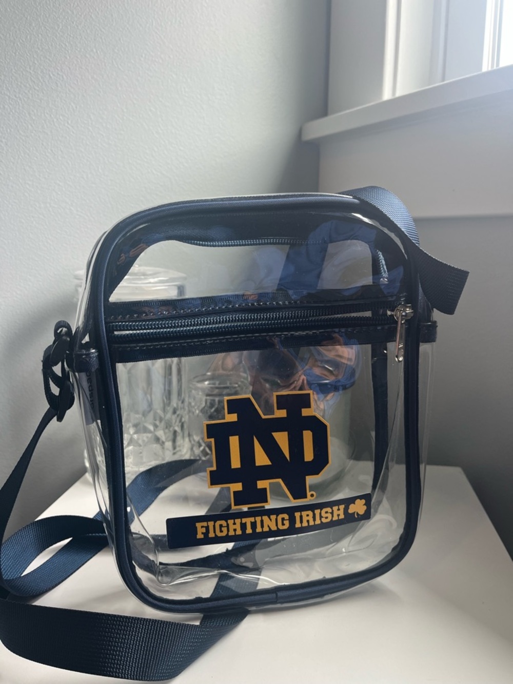 Fighting Irish Clear Crossbody Bag - Navy/Gold